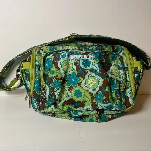 Ju Ju Be Diaper Bag Green Blue Brown Paisley Floral Design - Picture 1 of 15